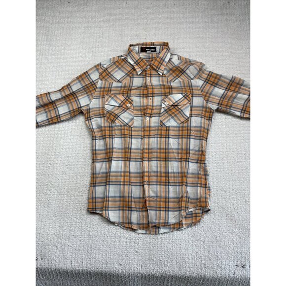 Rip Curl The Search Plaid Orange/Blue Button Up Mens Large Surf Beach Skate READ - Picture 9 of 16